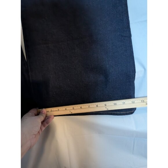 Express 70s Big Flare Mid Rise Dark Wash Jeans Sz 16S Retro Gold Zipper Bell - Picture 13 of 14